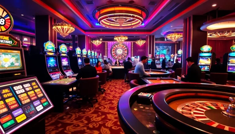 Experience thrilling gameplay at GK88 with vibrant slot machines and poker tables.