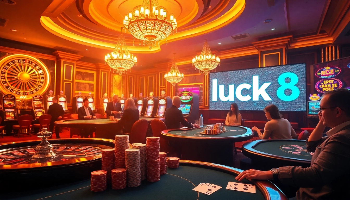 Experience the excitement of luck 8 at a glamorous casino filled with thrilling games and vibrant atmosphere.