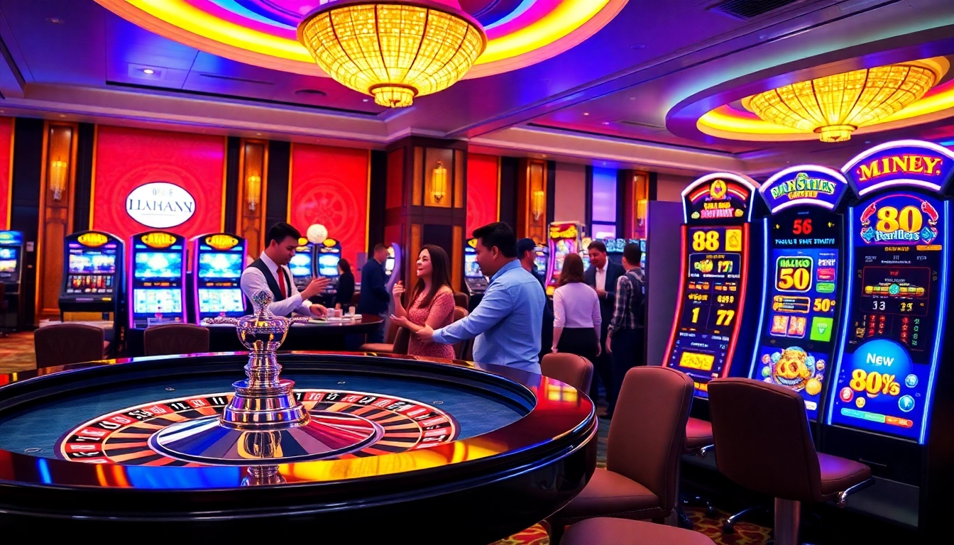 Experience the excitement of new 88 with players enjoying high-stakes betting at a casino.