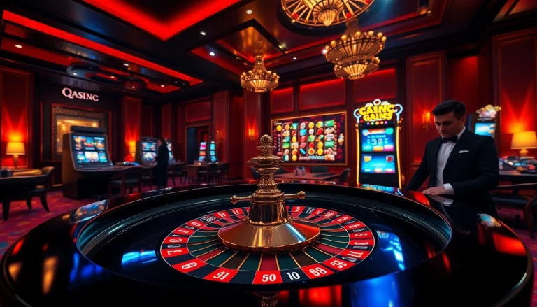 Experience the thrill of qq88 com with a vibrant casino scene showcasing roulette, exciting card games, and engaging slot machines.