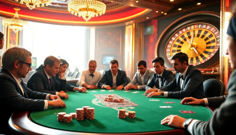 Experience thrilling gameplay at FIVE 88's high-stakes poker table with vibrant chips and focused players.