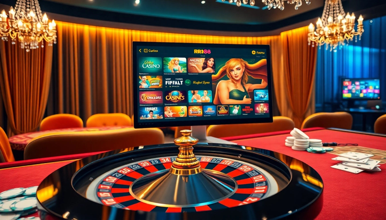 Gamble and win at RR88 with an engaging casino interface and vibrant poker chips.