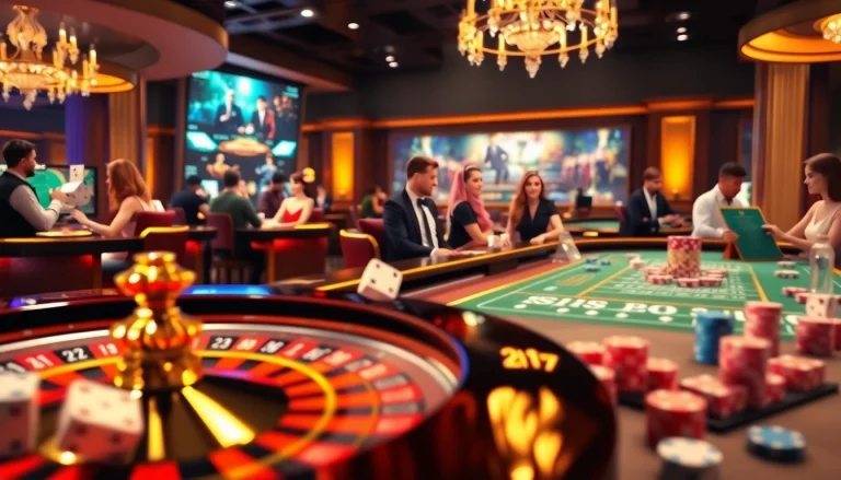 Experience thrilling online gambling with XOCDIA88's luxurious casino visuals, poker tables, and vibrant roulette wheels.