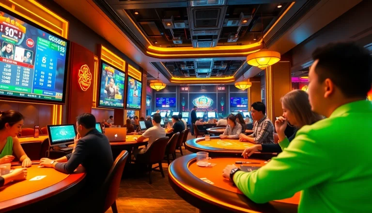 Exciting online gaming experience at GO8 Casino with players engaging in poker and Tài Xỉu.