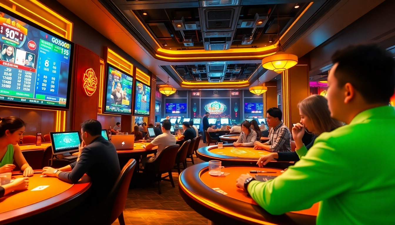 Exciting online gaming experience at GO8 Casino with players engaging in poker and Tài Xỉu.