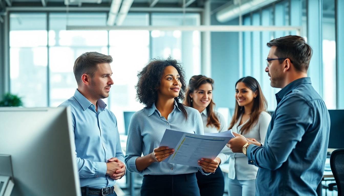 Headhunter IT berät Kunden über IT-Experten in einem modernen Büro.