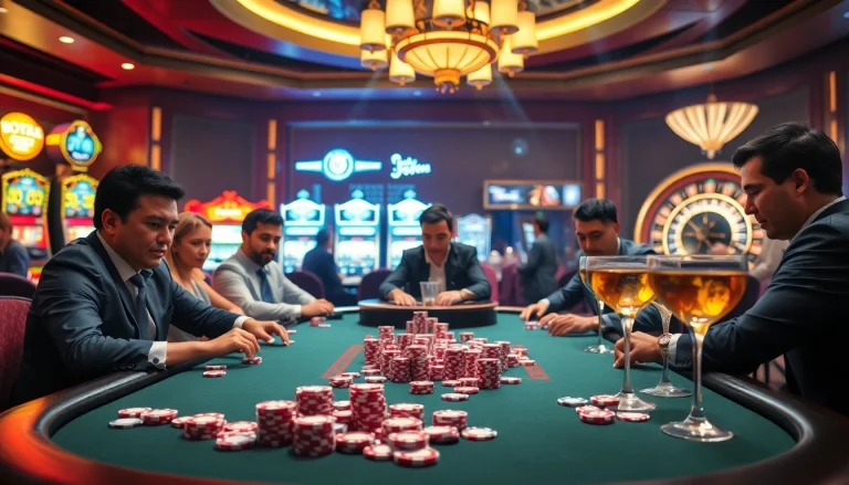 Experience the excitement of the BOT88 TOOL at a luxurious gaming table in a vibrant casino atmosphere.