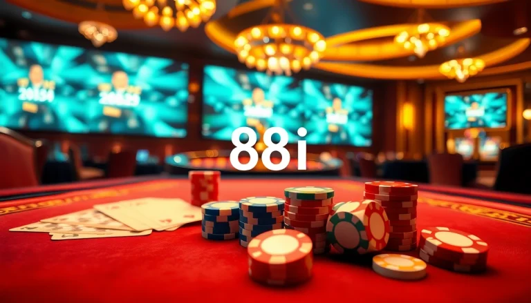 Exciting casino scene showcasing gambling elements with 88i branding prominently featured.