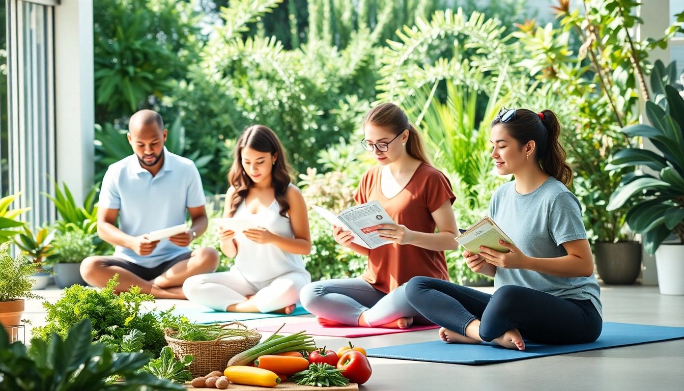 Aktiver Gesundheitsratgeber Deutschland mit einem motivierenden Zusammenkommen gesunder Aktivitäten.