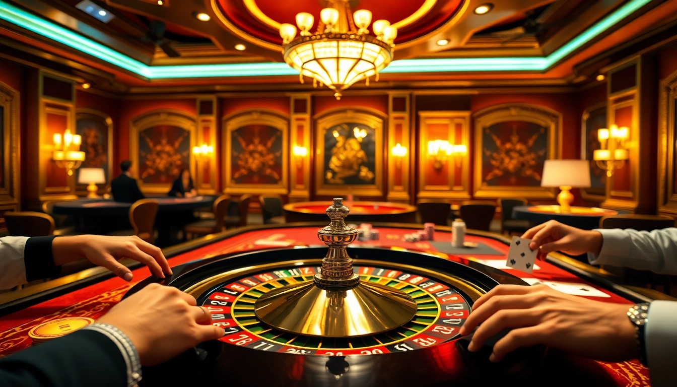 Intense action at a casino table representing s8 com with vibrant colors and luxurious design.