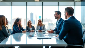 Headhunter Schweiz in einem modernen Büro beim Gespräch mit Klienten.