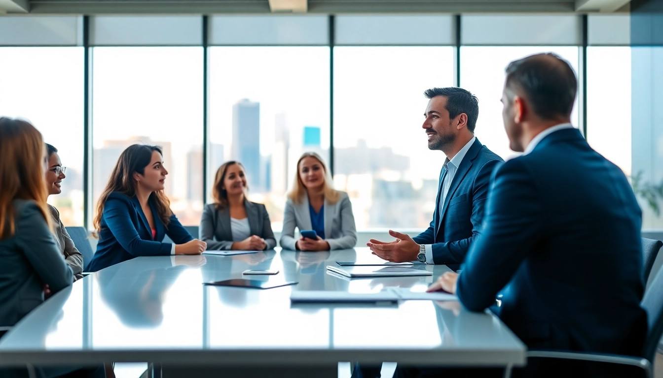 Headhunter Schweiz in einem modernen Büro beim Gespräch mit Klienten.
