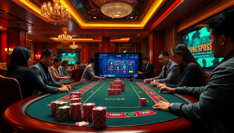 Experience premium gaming at xn88 link with vibrant casino tables and poker chips in an upscale online setting.