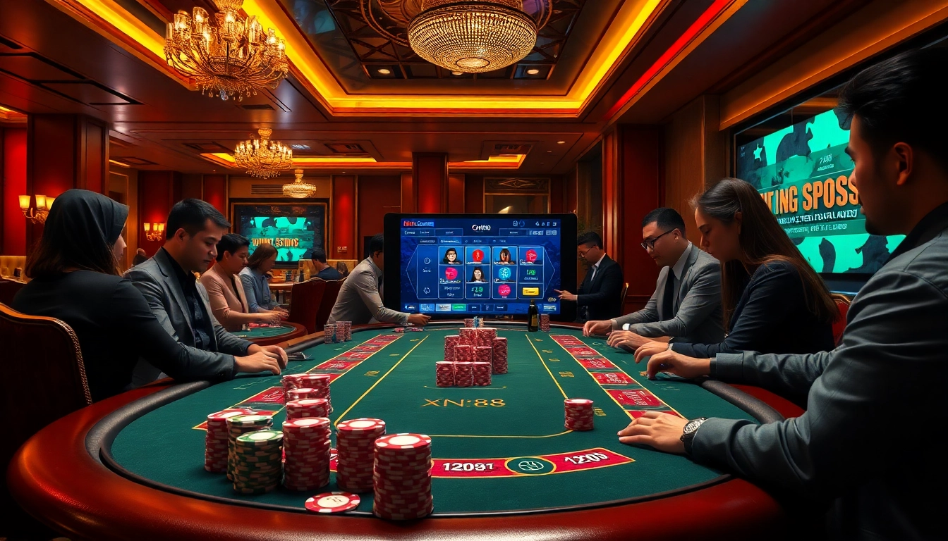 Experience premium gaming at xn88 link with vibrant casino tables and poker chips in an upscale online setting.