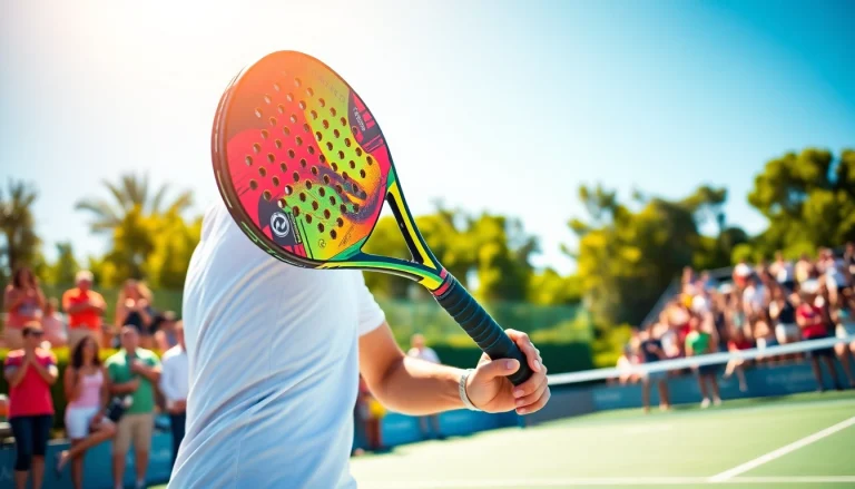 Padel schläger in action auf dem Court, lebendig und sportlich.