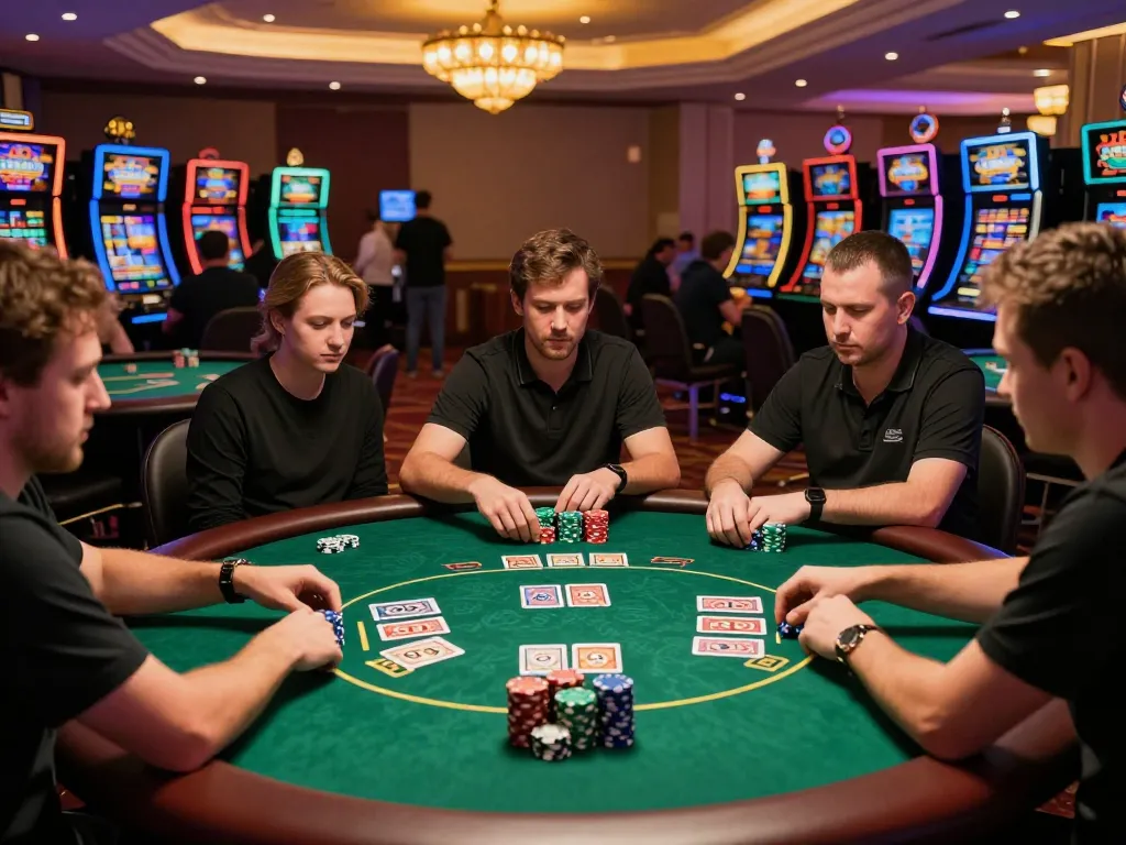 Players engage in strategic gameplay at the sun win poker table, highlighting excitement and competition.