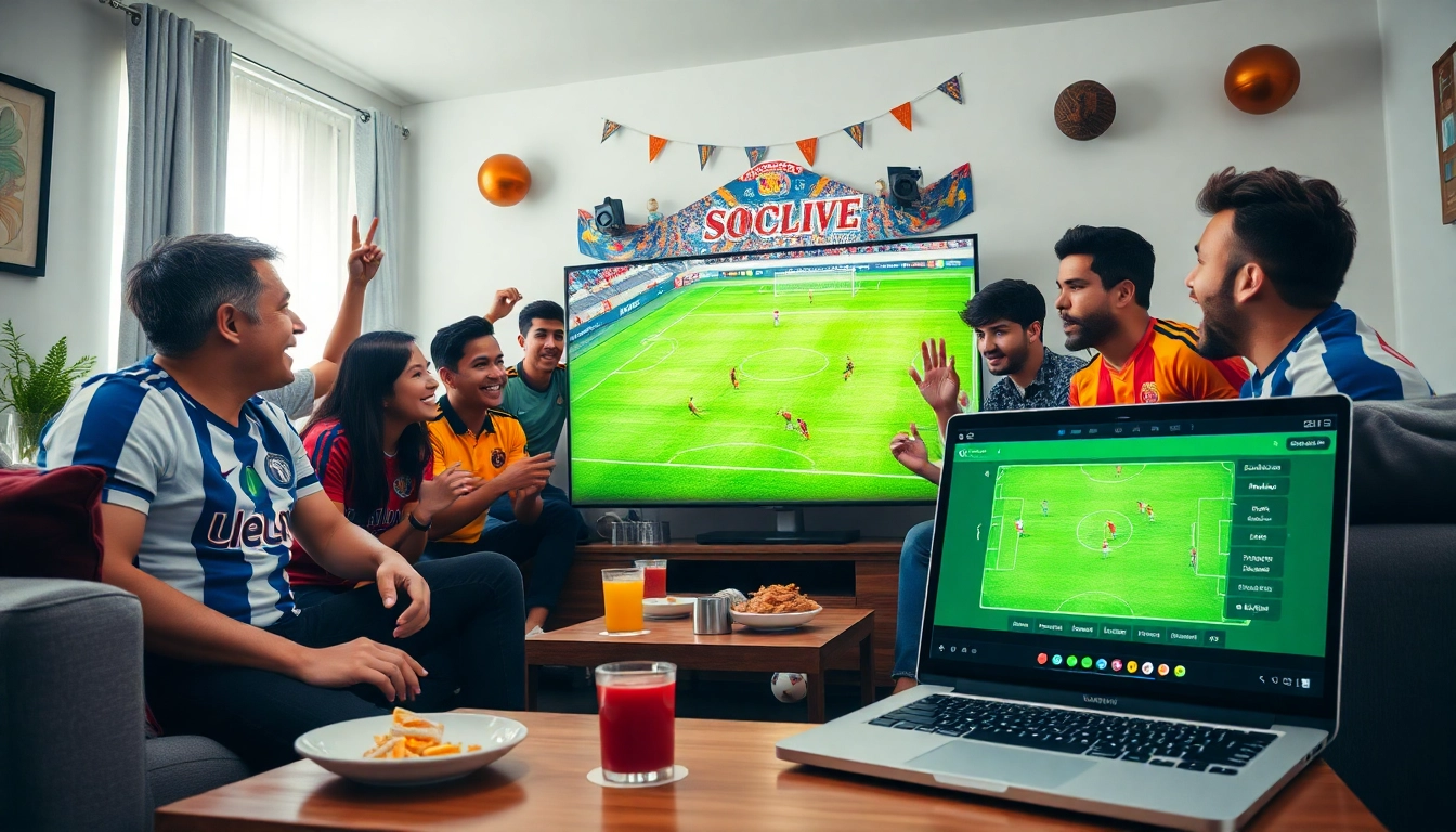 Experience live football streaming at https://socolive.network/ with fans celebrating a match in HD quality.