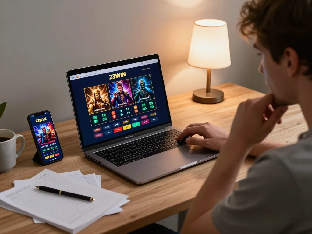 Experience strategic gameplay on 23WIN with a modern online gaming setup, focusing on safe betting practices.