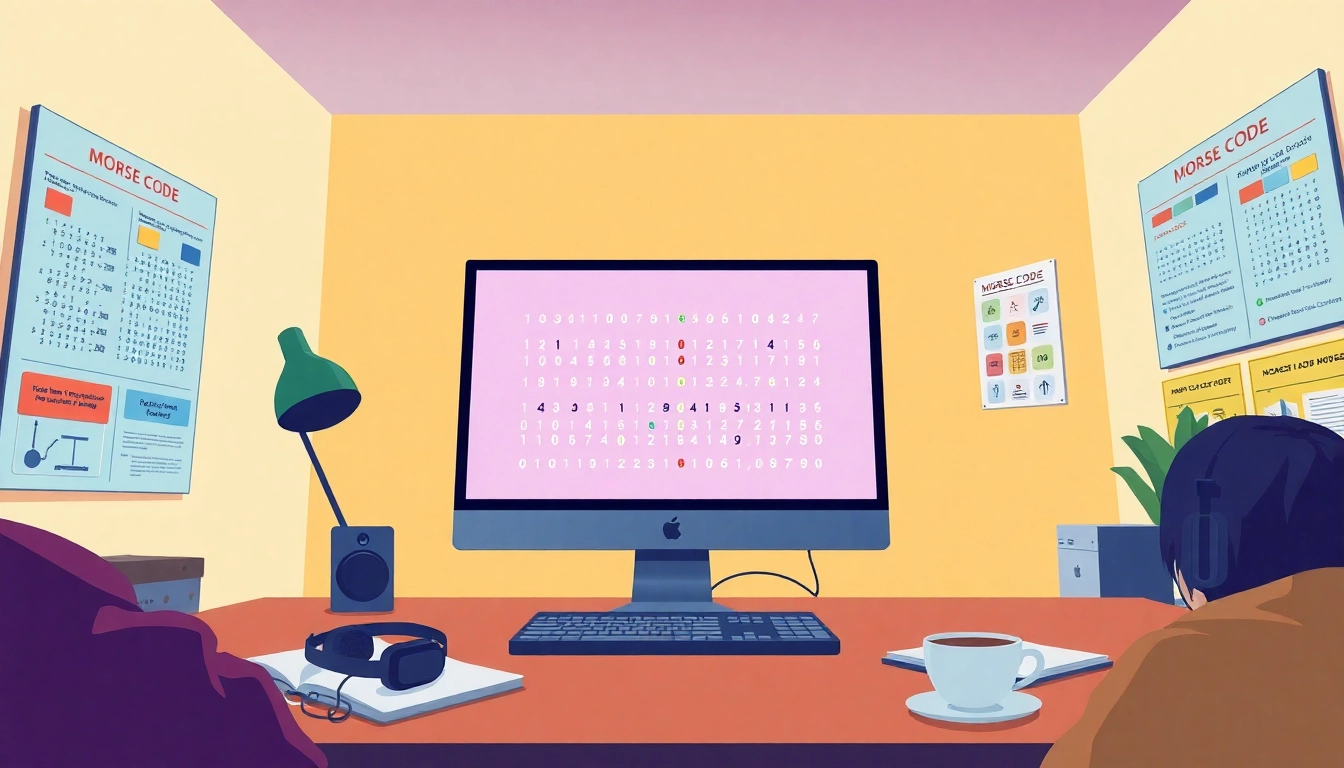 Morse code converter interface displayed on a desktop in a modern learning environment, enhancing interactive education.