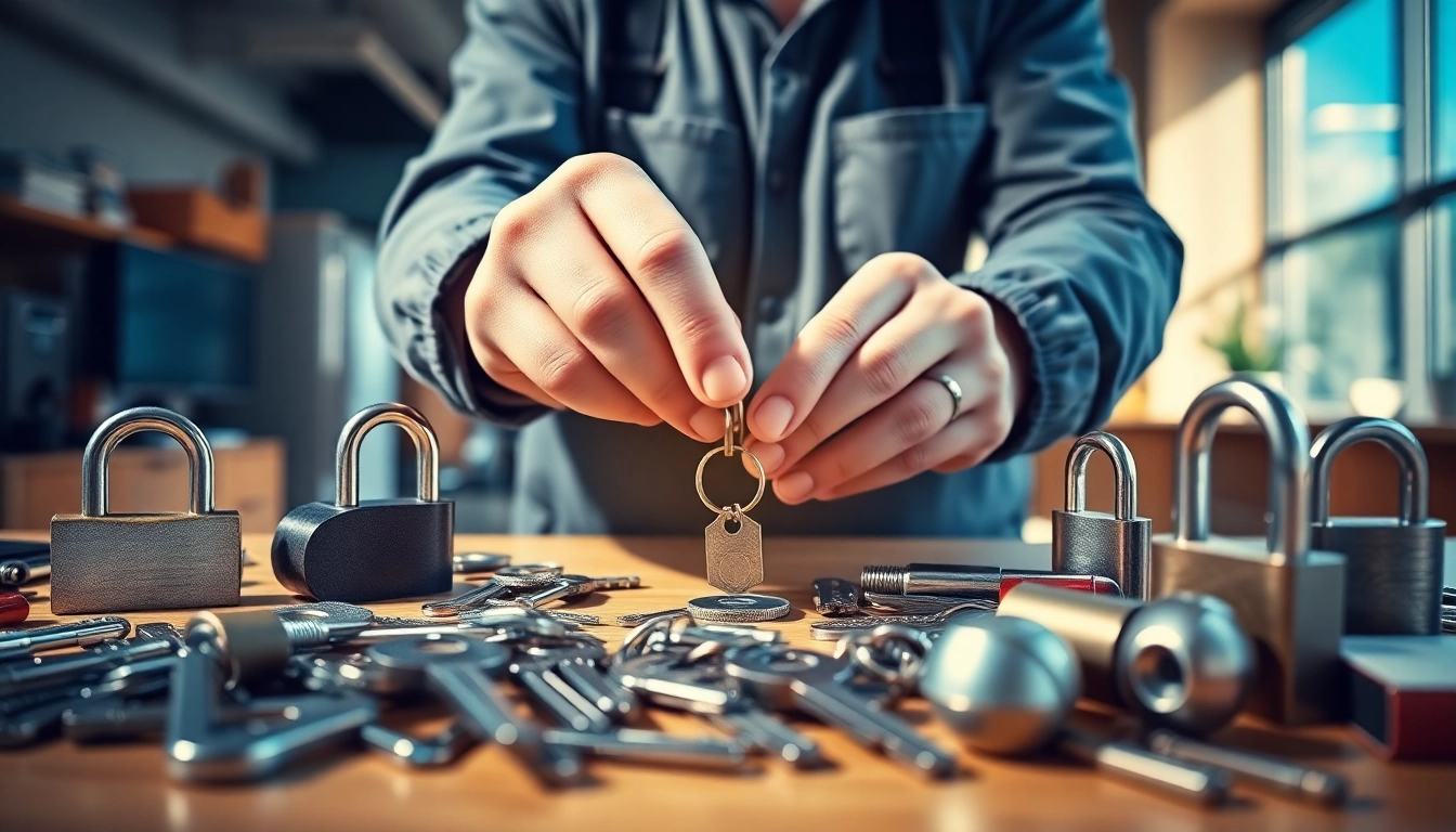 Schlüsseldienst Berlin, professioneller Schlüsseldienst demonstriert Schlüssel und Schlösser in einer modernen Umgebung