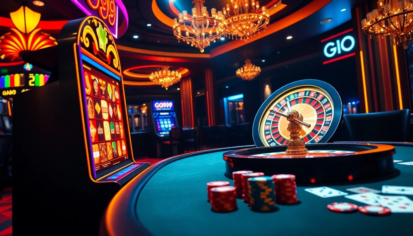 Experience the excitement of GO99 with vibrant casino elements showcasing thrilling gaming choices.