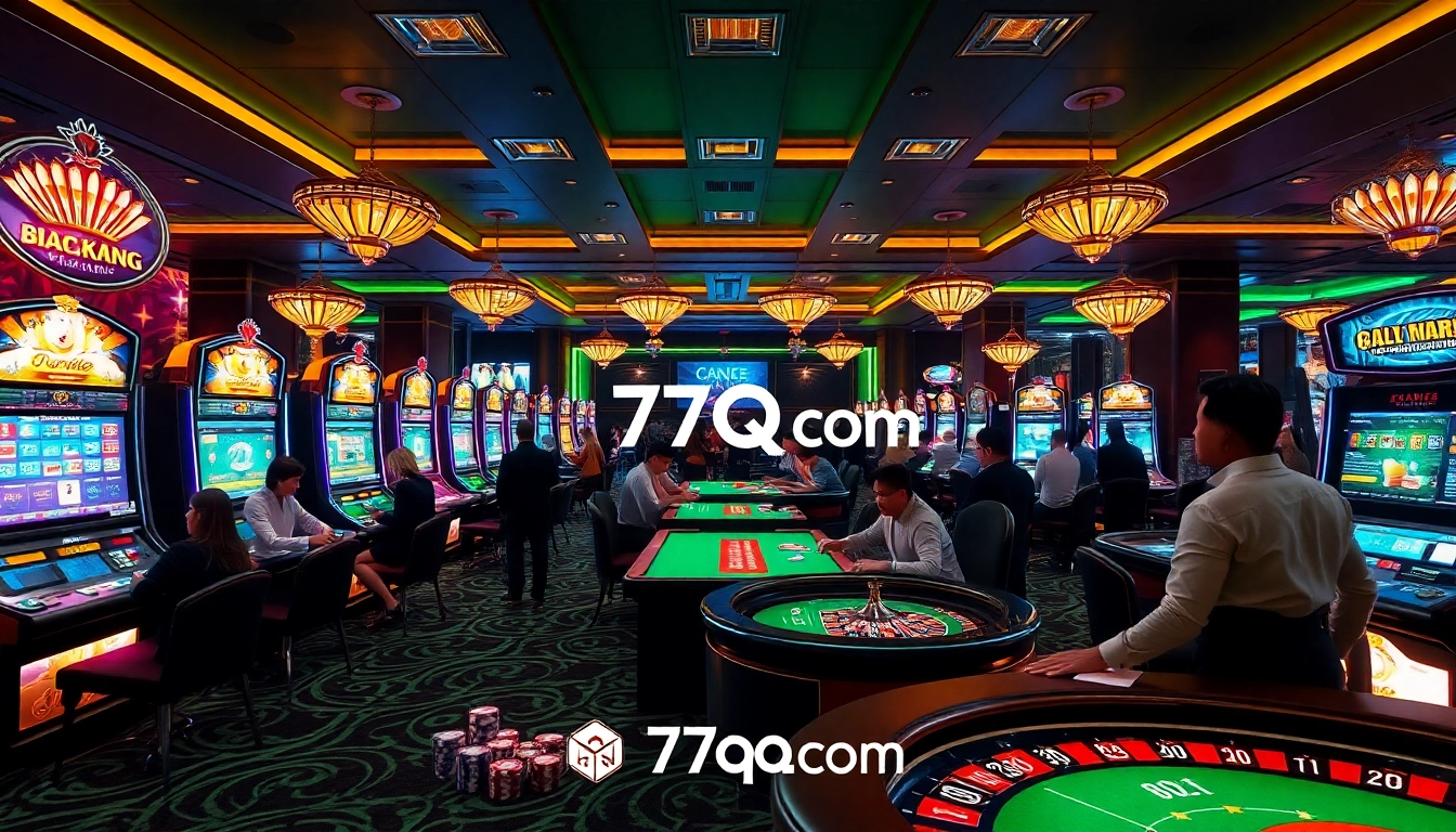 Experimente a atmosfera emocionante do 77qq com, onde os jogadores aproveitam jogos de cassino vibrantes, fichas de pôquer e mesas de roleta.