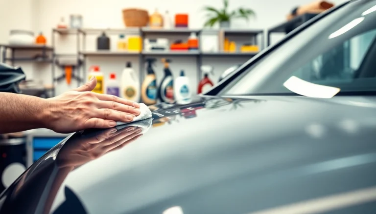 Fahrzeugaufbereitung mit glänzendem Auto und präziser Detailarbeit des Technikers