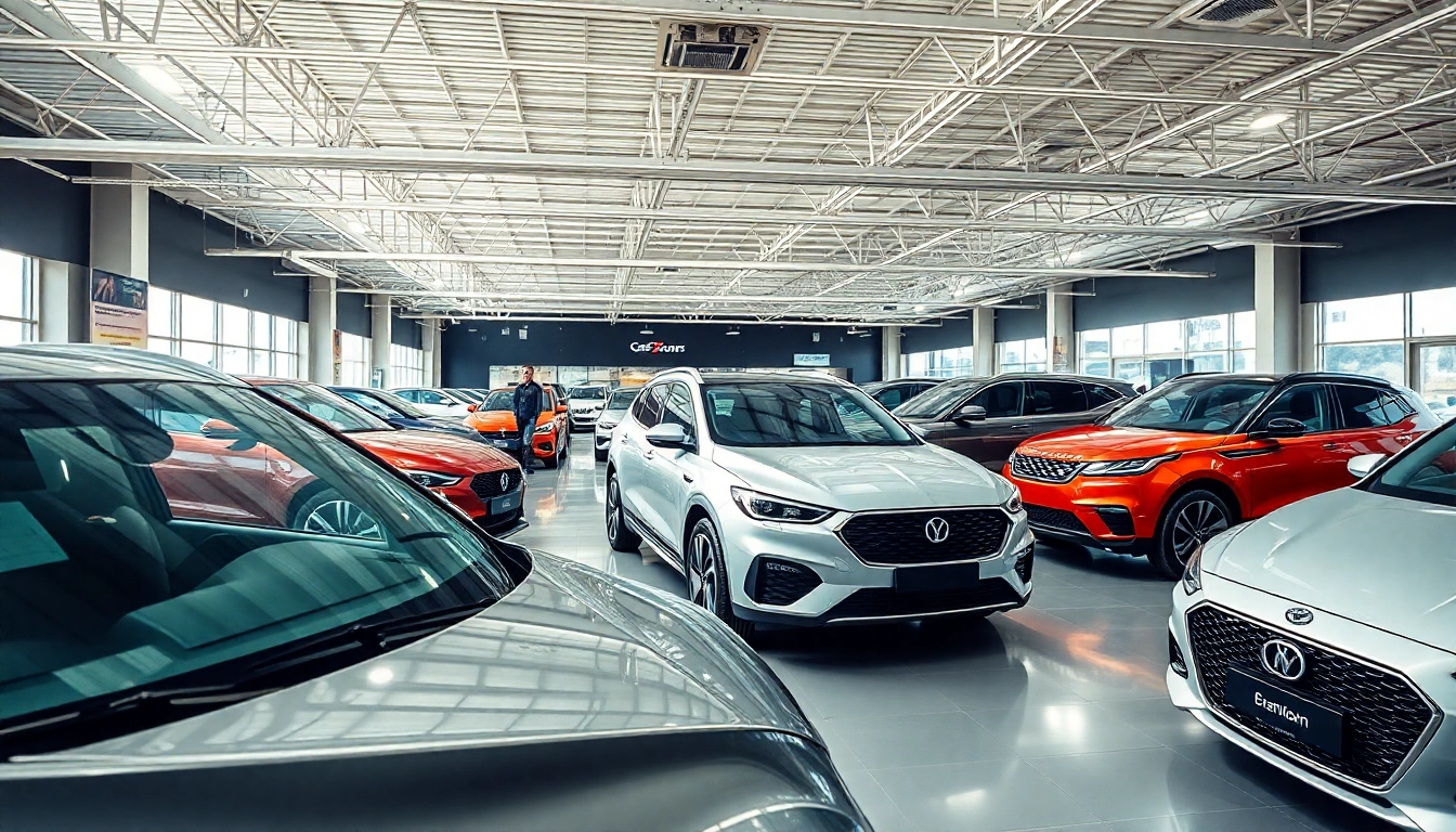 Auto kaufen in einem modernen Autohaus mit verschiedenen Fahrzeugen und einladender Atmosphäre