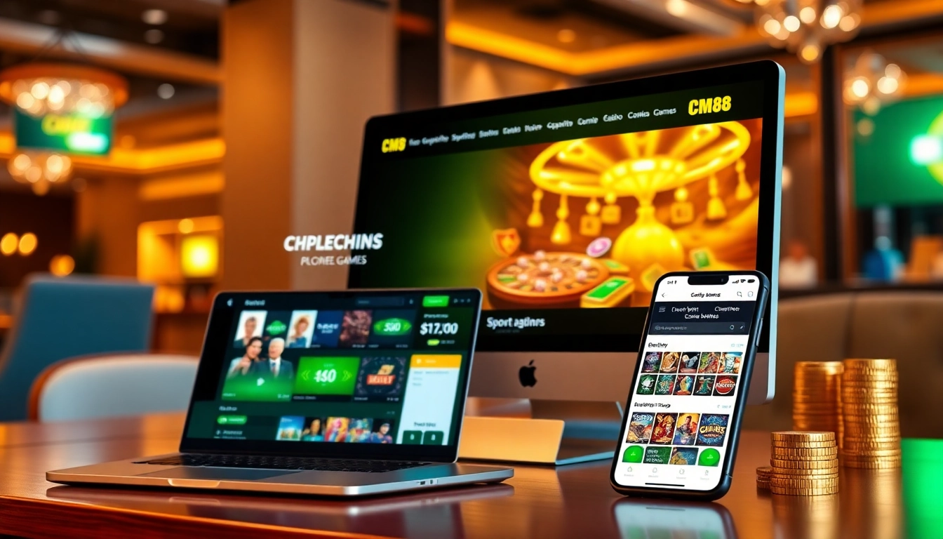 Experience the excitement of CM88 online gambling with a user-friendly interface showcasing casino and sports betting games.
