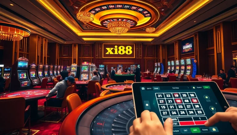 Experience the thrill of xin88 at a luxurious casino with vibrant games and technology-integrated betting.