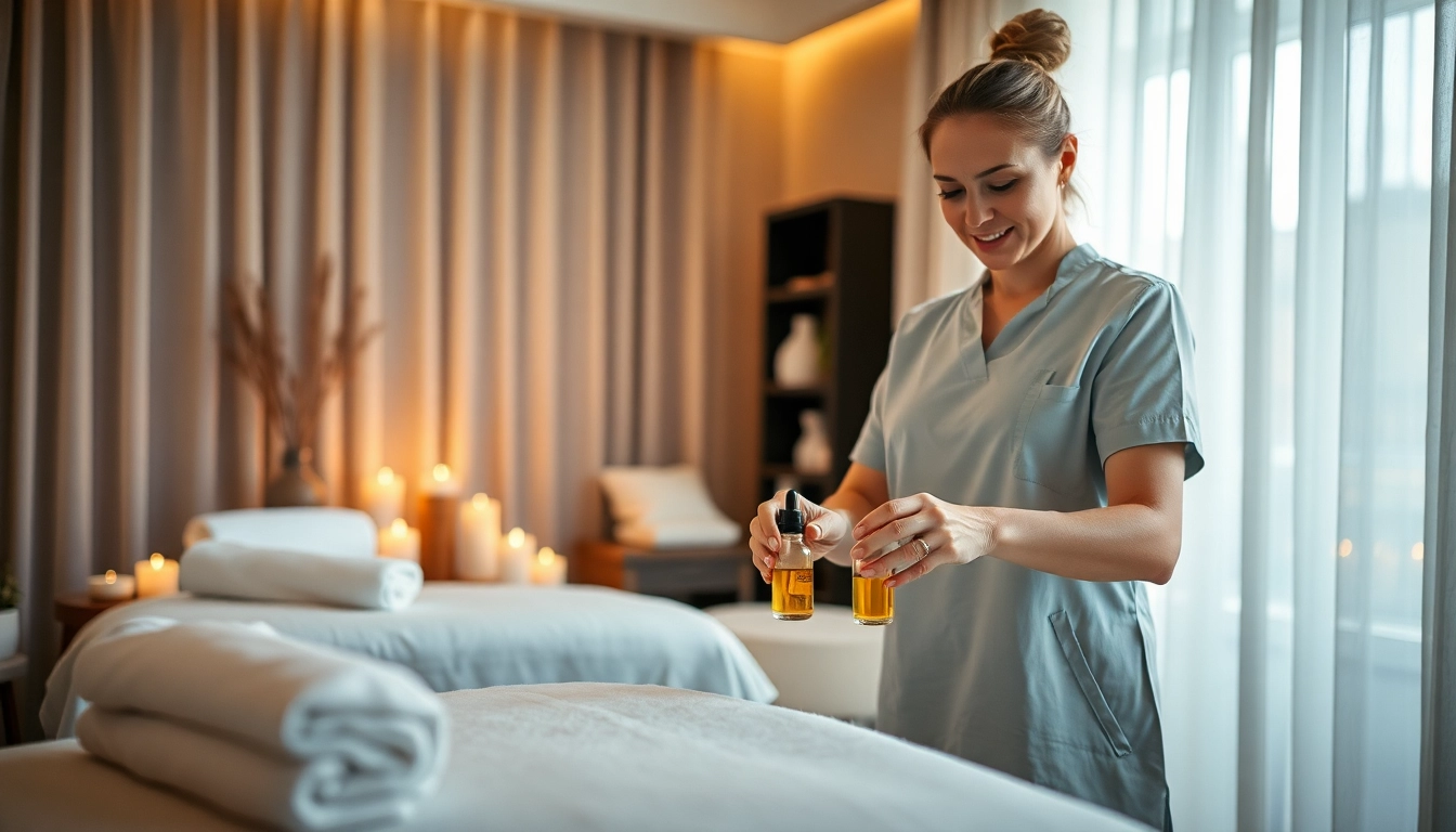 Erleben Sie erotische massage in berlin mit einem fokussierten Therapeuten in einem ruhigen Spa-Ambiente.