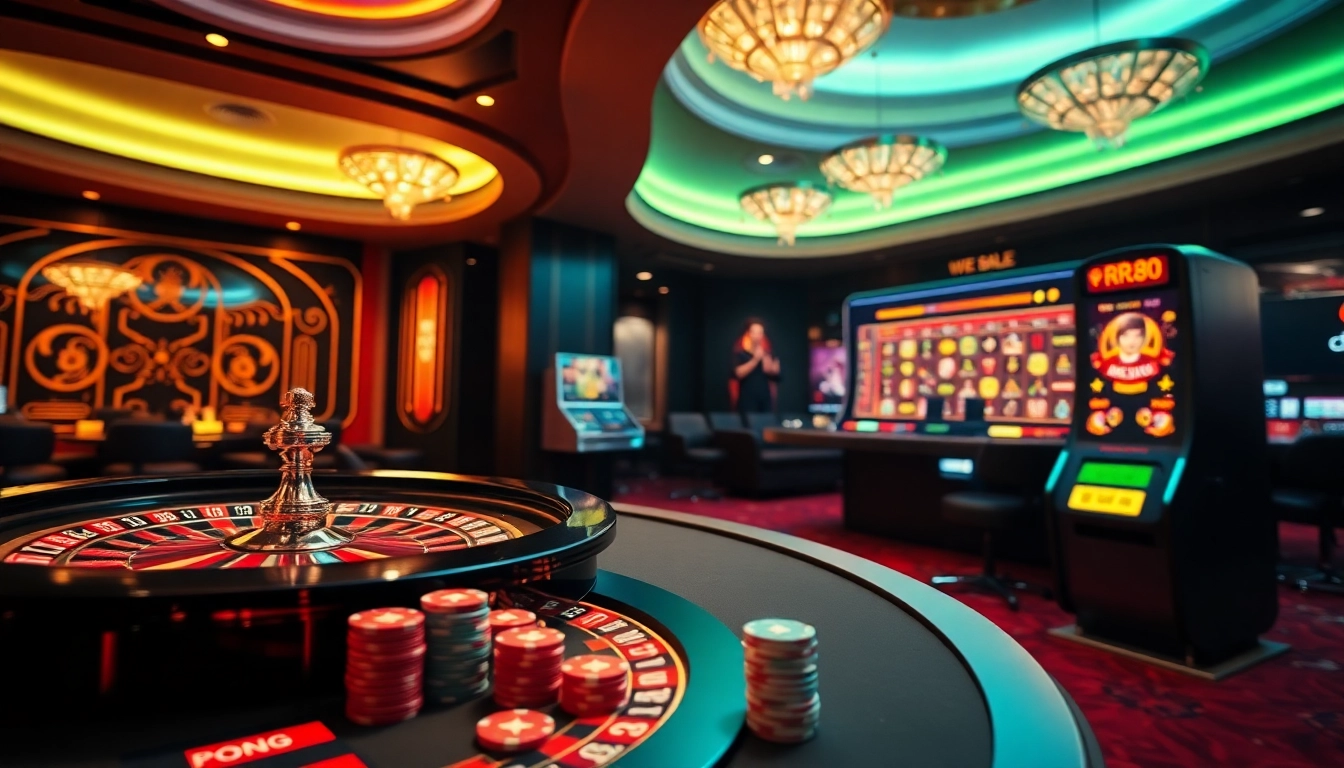 A vibrant online casino scene on trang chủ rr89 featuring sleek interfaces and engaging gaming elements.