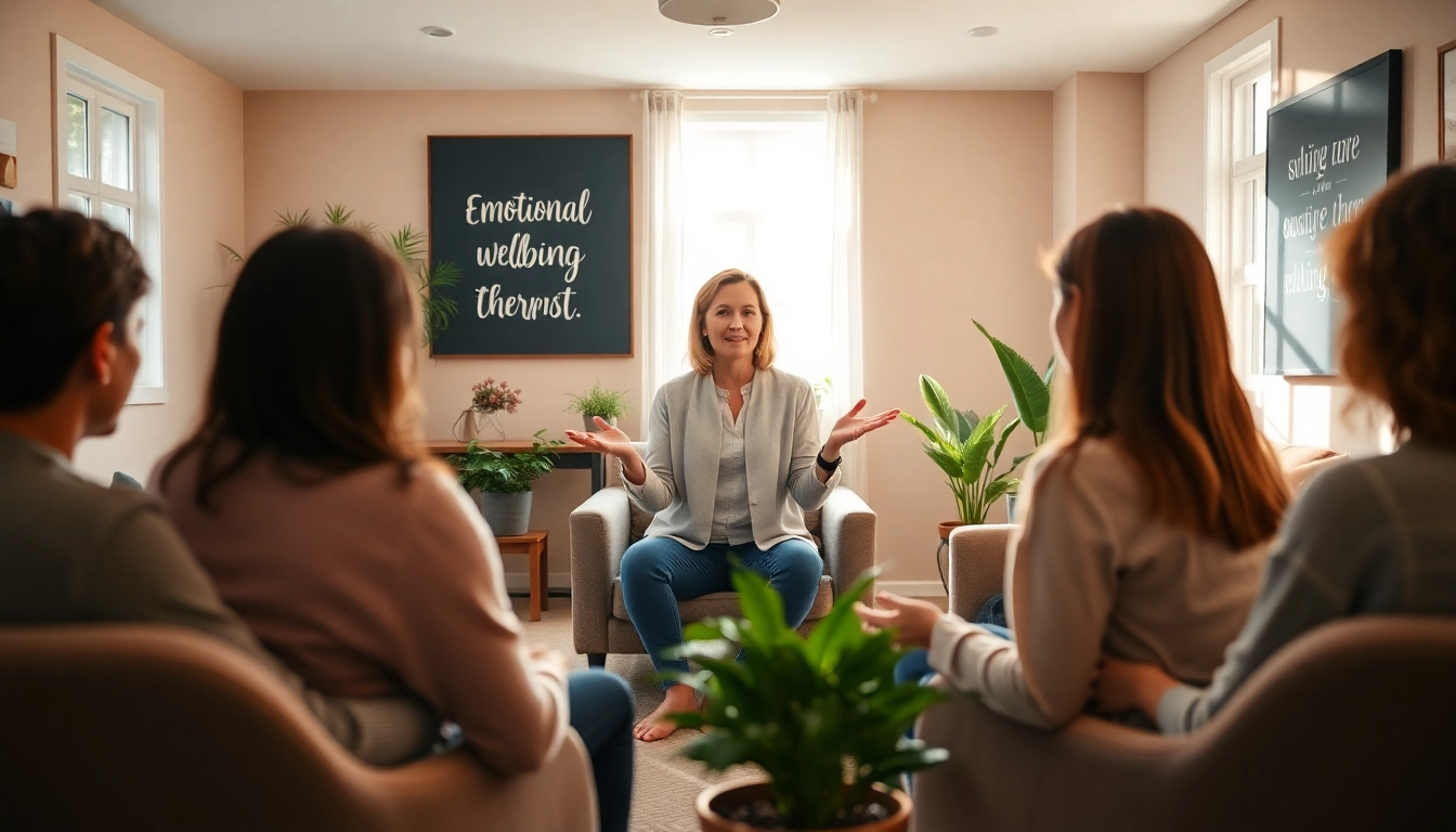 Engaging workshop on emotional wellbeing in a cozy setting with supportive interactions.