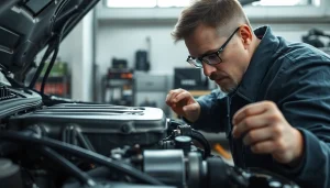 Motorschaden Ankauf von einem Experten in einer Garage, die Schadensanalyse wird durchgeführt.