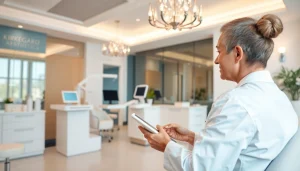 Kirkegaard Aesthetics berät eine Patientin in einer eleganten Klinik mit moderner Technik.