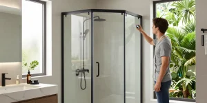 Stijlvolle douchecabine 90x90 in een moderne badkameromgeving met elegante kenmerken.